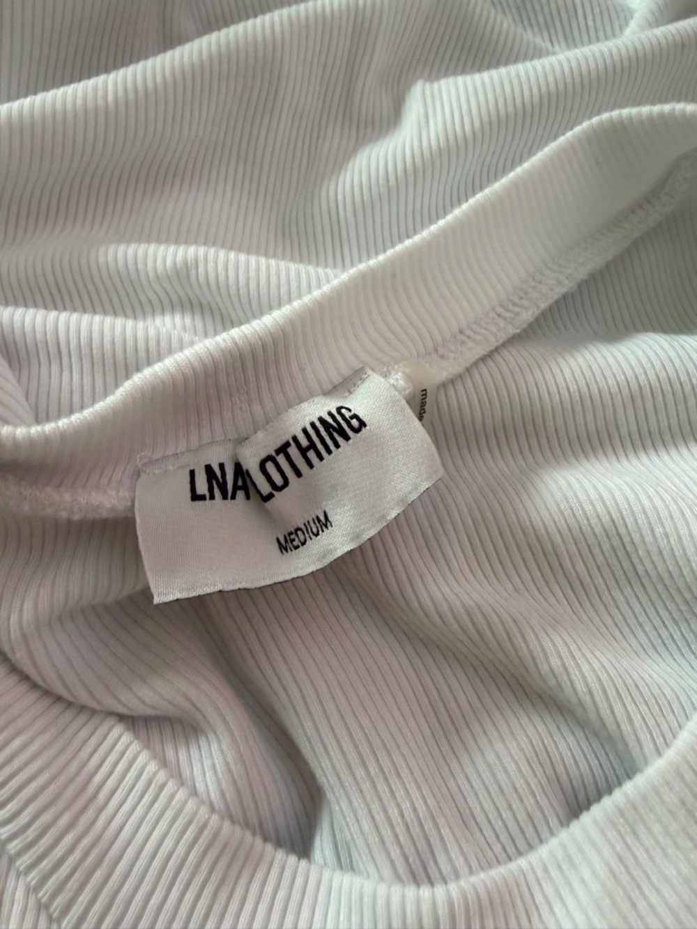 LNA White Ribbed Crewneck Harrison T-shirt - Picture 8 of 9